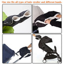 Waterproof Stroller Gloves Winter Hand Warmer with Fur, Black, Compatible with Stroller