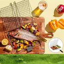 Foldable Grill Basket Stainless Steel for Fish Vegetables and Meat, Compatible with Camping and Outdoors, 46.5x32 cm