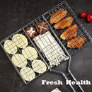 Foldable Grill Basket Stainless Steel for Fish Vegetables and Meat, Compatible with Camping and Outdoors, 46.5x32 cm