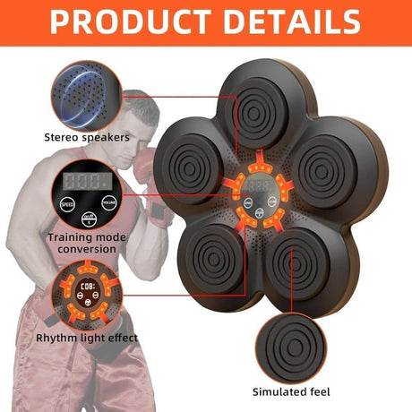 Smart Electric Boxing Trainer with Speaker, Black, Compatible with Smart Music Boxing Machine（Adults）