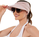 Women's UPF 50+ UV Protection Sun Visor Hat |  That Girl Aesthetic High Ponytail Wide Brim Hat | Birthday Gift for Her Beach Golf Hiking Outdoor Daily Casual WearPink