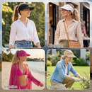 Women's UPF 50+ UV Protection Sun Visor Hat |  That Girl Aesthetic High Ponytail Wide Brim Hat | Birthday Gift for Her Beach Golf Hiking Outdoor Daily Casual WearNavy Blue