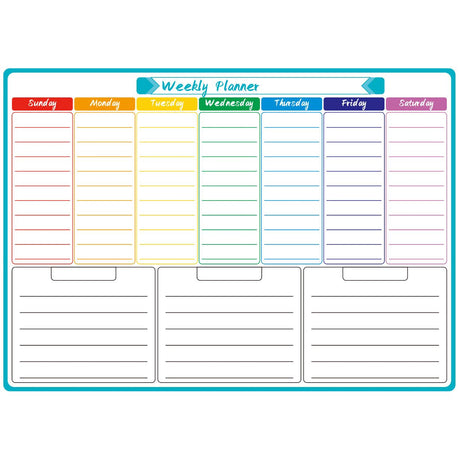 Magnetic Dry Erase Weekly & Monthly Planner Set, Fridge Whiteboard Calendar with 7 Markers & Eraser, Reusable Shopping List Board for Home, Office, Kitchen Organisation