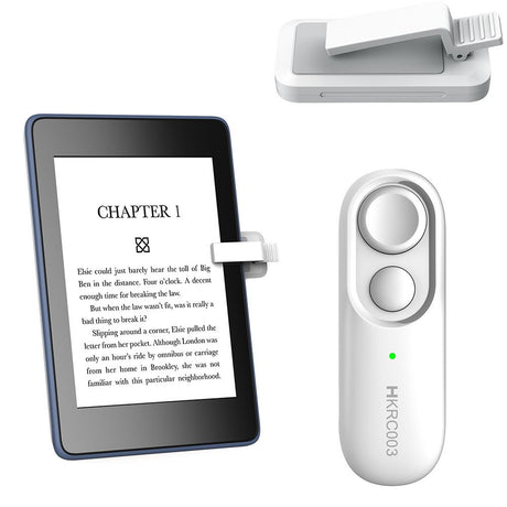 Rechargeable E-Reader Page Turner Remote with Clip - 2-in-1 Bluetooth Clicker for Kindle, Kobo, Oasis,Reusable Page Flipper for eBook Reading & Photography