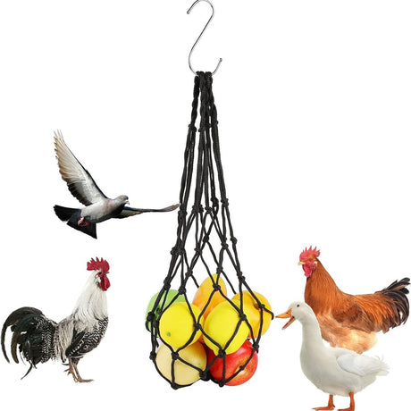 Hanging Feeding Net Bag (Nylon) Size: 570mm Color: Red for Parrots (2pc)