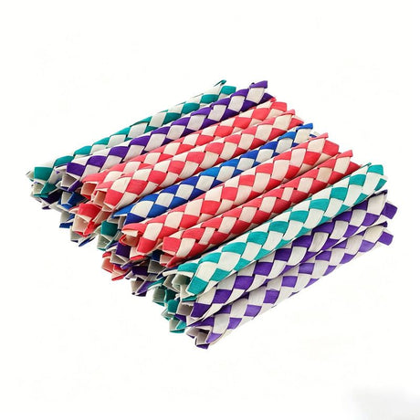 Bird Toy (Palm Leaf/Wood) Size: 150mm Color: Red For Parrots (10pc)