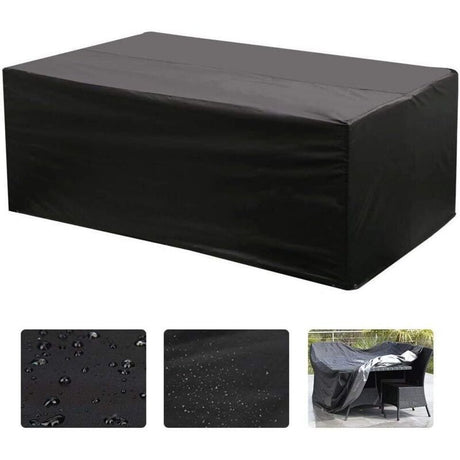 Rectangular Table Cover for Garden Furniture, UV Protection, Black, 150 x 130 x 90 cm