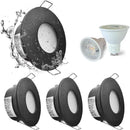 4 Pack Recessed Spotlights, LED 5W 3000K Warm White, IP65 Waterproof, Satin Nickel Black, Cutout 68 mm