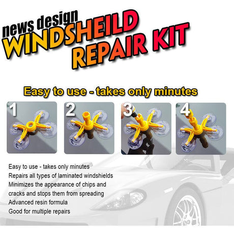 Windshield Repair Kit, Cracked Glass Repair Glue for Chips, Bubbles, Star and Half Moon Cracks