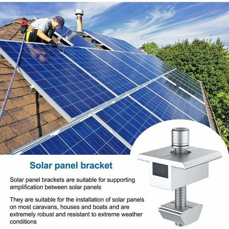 10 Pack Solar Panel Bracket, Aluminum T Shaped Center Terminals for PV Roof Mounting