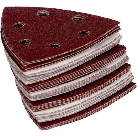 120 Pack Delta Sanding Triangles, 6 Hole Sandpaper, Grit 40 60 80 120 180 240, 90 x 90 x 90 mm