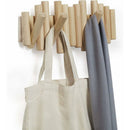 Wooden Wall Coat Rack with 5 Retractable Hooks, 37.1 x 16.5 x 4.4 cm
