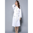 Women Bathrobe, Lightweight Waffle Cotton Unisex Dressing Gown, White L