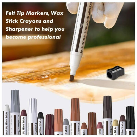 21 Pack Furniture Touch Up Pens, Felt Marker Repair Kit for Stains, Scratches, Wood Floors and Tables