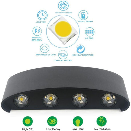 Wall Lamp, LED 8W IP65 Waterproof Aluminum Up Down Light, Warm White