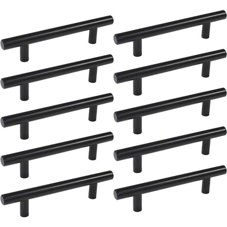 10 Pack Black Stainless Steel T Bar Cabinet Handle, 160 mm