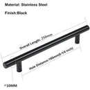 10 Pack Black Stainless Steel T Bar Cabinet Handle, 160 mm