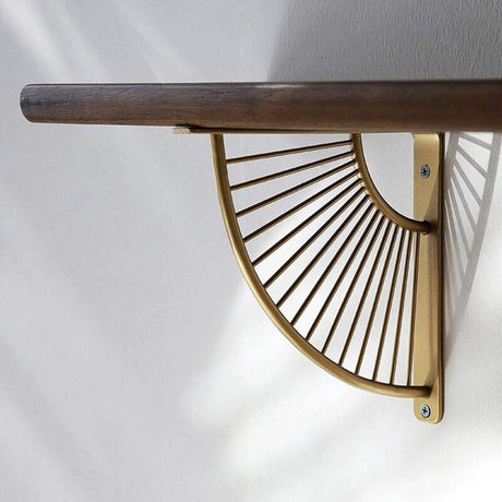 2 Pack Floating Metal Shelf Brackets, Gold Fan Shaped Triangle Wall Brackets, 20 x 20 cm
