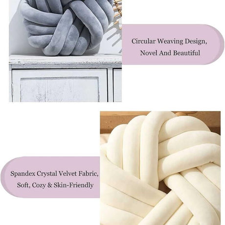 Round Knotted Cushion, Milk White, 20 cm