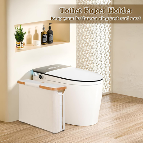 Toilet Paper Storage Basket with Lid, Holds 9-12 Rolls，Beige