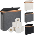 Toilet Paper Storage Basket with Lid, Holds 9-12 Rolls，gray
