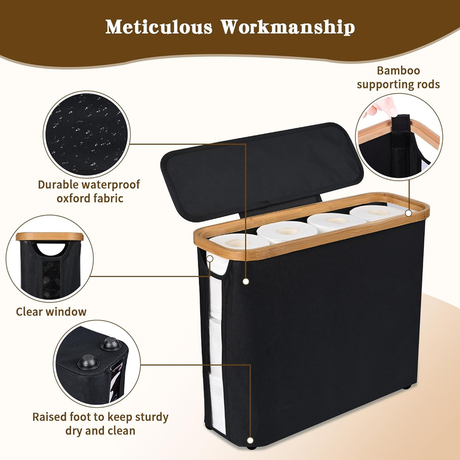 Toilet Paper Storage Basket with Lid, Holds 9-12 Rolls，black