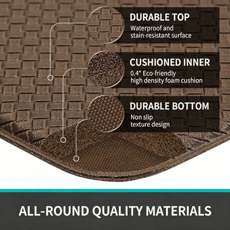 Brown Non-Slip Kitchen Mats , Easy Clean Stain Resistant Kitchen Rugs for Sink, Laundry, Office（44*120*0.8cm）