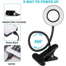 7W USB Clip Desk Lamp 48 LEDs 3 Colors 10 Brightness Levels Black