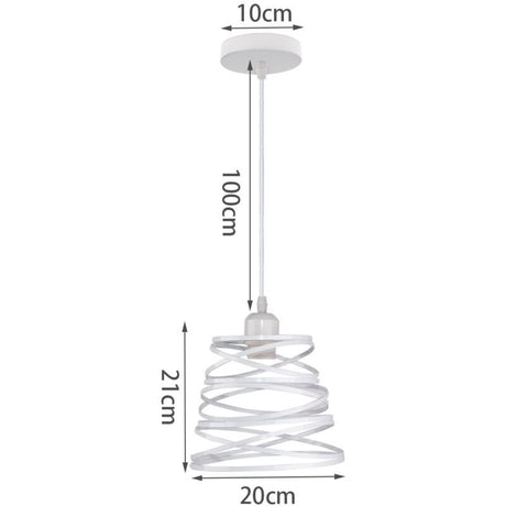 Vintage Metal Cage Pendant Light E27 Retro Industrial Ceiling Light White