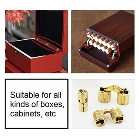 2 Pcs Brass Hidden Invisible Barrel Hinges for Wooden Door Cabinet Caravan, 16 mm