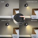 Touch LED Wall Lamp with USB Port 3 Brightness Levels 360 Degree Rotatable Black