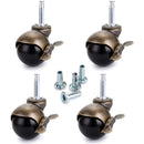 4 Pcs Bronze Ball Furniture Casters with Sockets and Brake, 1.5 inch