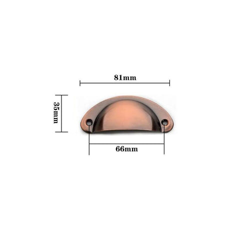 10 Pcs Red Copper Vintage Shell Handles for Drawer Cabinet, 8.2 x 3.5 cm