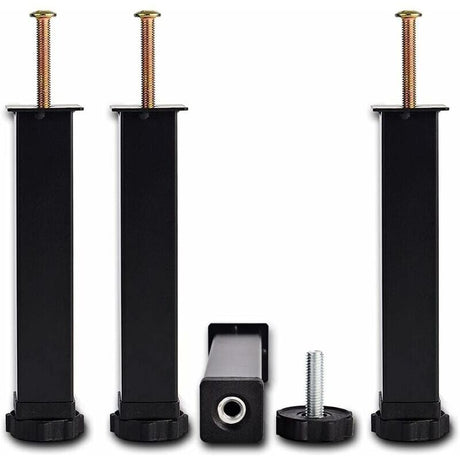4 Pcs Black Screw In Metal Bed Legs Adjustable Slat Feet, 20 cm Plus 2 cm, 3 x 3 cm