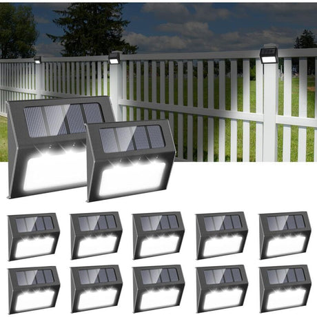 12 Pack Waterproof Solar Stair Lights Cool White Black