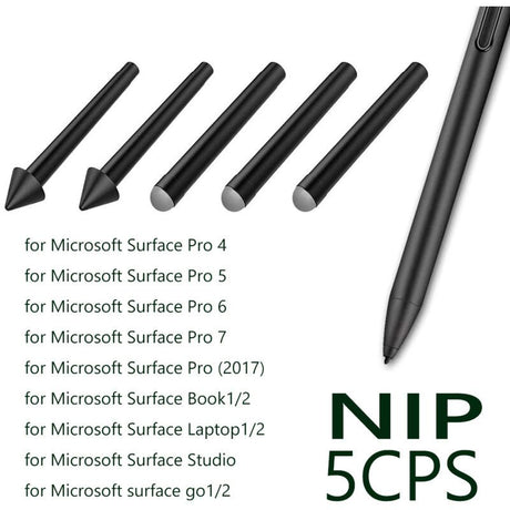 5 Pcs Original HB Surface Pen Replacement Tips Compatible with Surface Pro 2017 Model 1776 and Surface Pro 4 Black