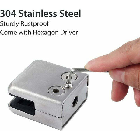 16 Pcs Stainless Steel Square Glass Clamps for Stair Railing, 8 to 10 mm