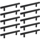 10 Pcs Black Stainless Steel Kitchen Cupboard Door Handles, 192 mm Hole Spacing