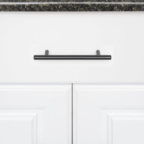 10 Pcs Black Stainless Steel Kitchen Cupboard Door Handles, 192 mm Hole Spacing
