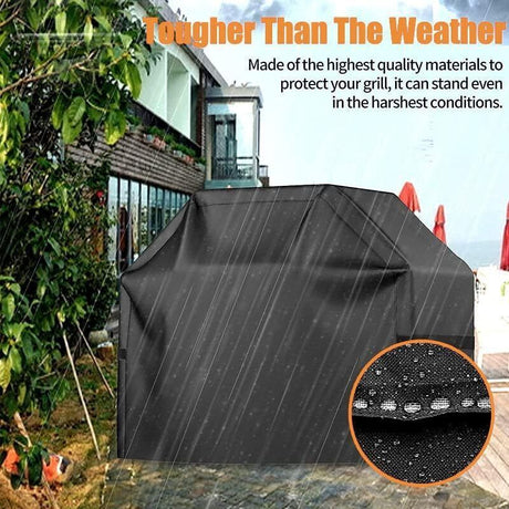 Black 210D Waterproof Gas Grill BBQ Cover Compatible with Weber Holland JennAir, 150 x 100 x 125 cm