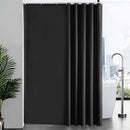 Anti Mildew Black Polyester Shower Curtain with Hooks, 260 x 200 cm