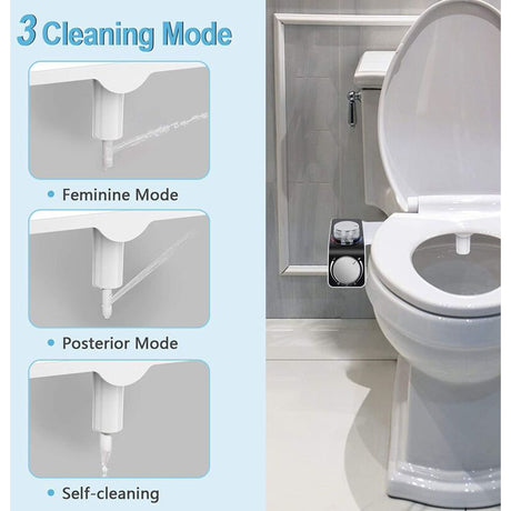 Electric Bidet Toilet Seat Attachment with Dual Self Cleaning Water Nozzles