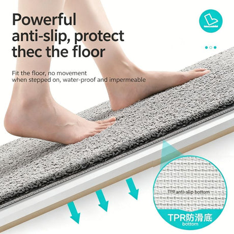Ultra-soft and absorbent bathroom mat | 3.5cm thick, antibacterial and non-slip TPR material, machine washable, quick-drying, suitable for showers, bathtubs and entryways (brown,19.69*31.5in)