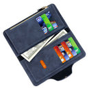 Women's PU Leather Long Wallet with Zipper and Button Closure, Multi-Compartment Clutch Purse, Black