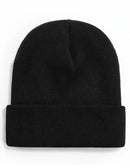 Plain Knit Beanie Hat, Unisex Winter Warm Ski Cap, One Size, Black