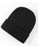 Plain Knit Beanie Hat, Unisex Winter Warm Ski Cap, One Size, Black
