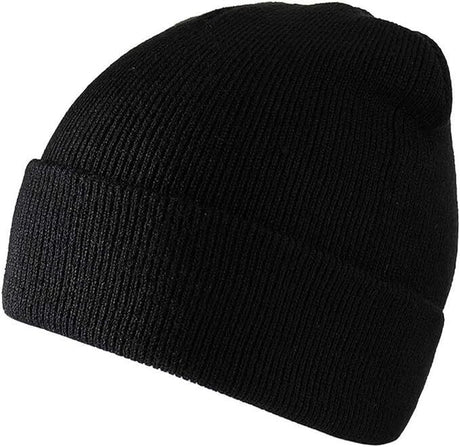 Plain Knit Beanie Hat, Unisex Winter Warm Ski Cap, One Size, Black