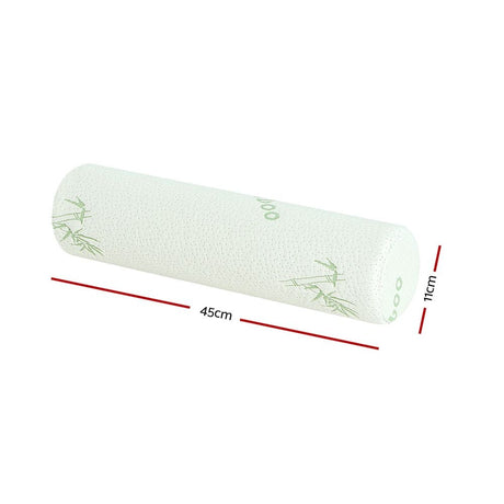 Memory Foam Neck Roll Pillow with Bamboo Cover, Cervical Support Bolster Cushion