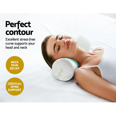 Memory Foam Neck Roll Pillow with Bamboo Cover, Cervical Support Bolster Cushion