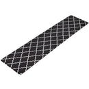 Non-Slip PVC Kitchen Floor Runner 45 x 180 cm, Waterproof Rug, Black Moroccan Trellis
